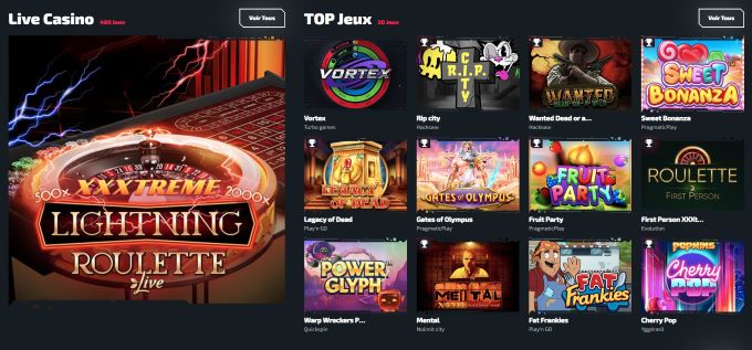 Quels jeux sont proposés sur ce casino en ligne ?